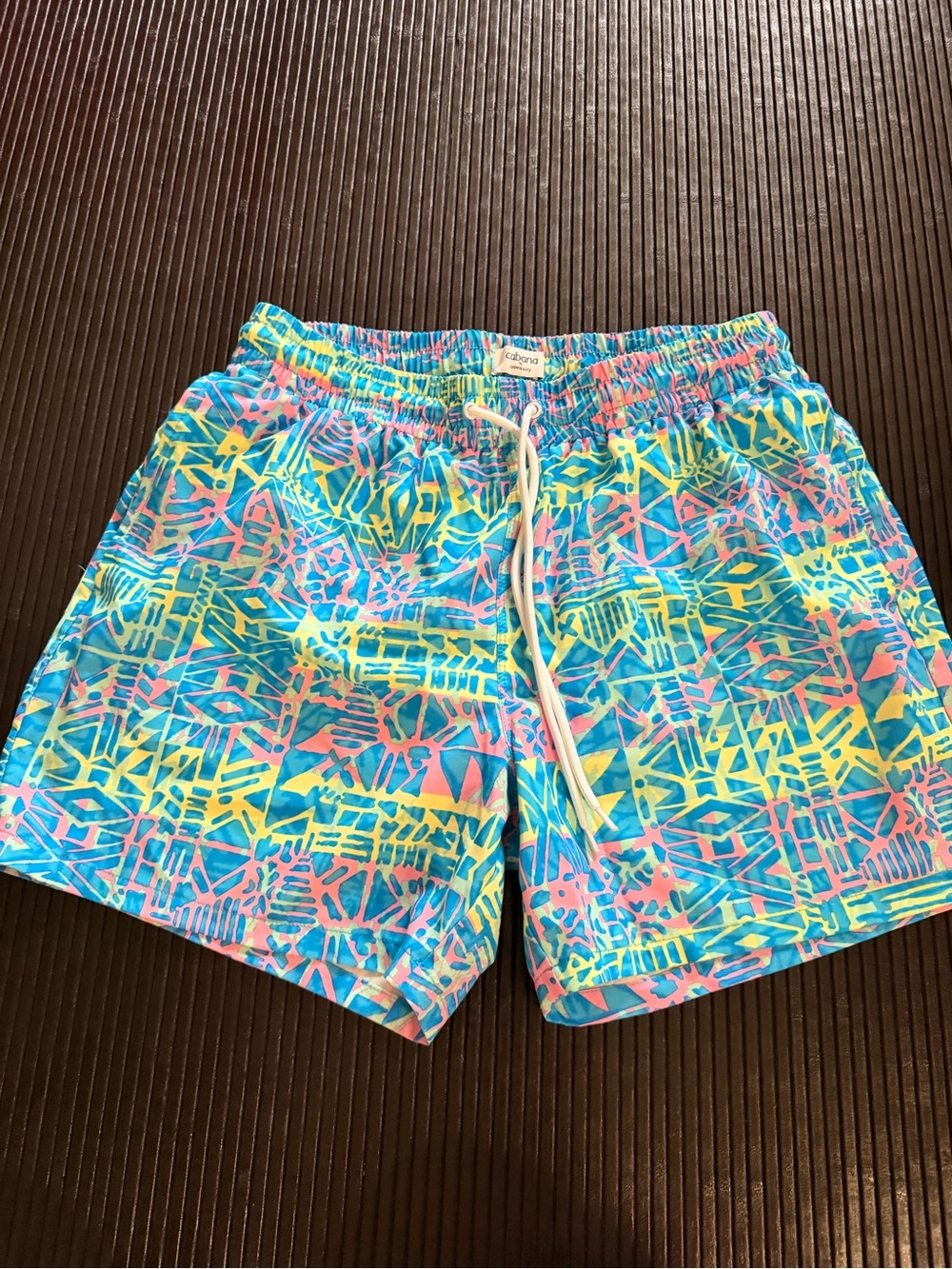 crown & ivy Blue, Yellow & Pink Geometric Swim Trunks